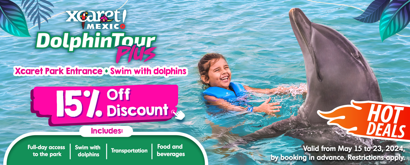 xcaret swim with dolphins cancun riviera maya
